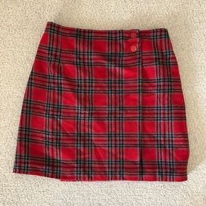 🌻35th &10th sz5 red plaid wool blend wrap skirt🌻